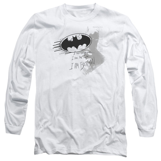 Batman I Am Vengeance Mens Long Sleeve Shirt White Officially Licensed