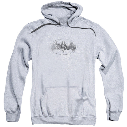 Batman Burned & Splatered Mens Hoodie Athletic Heather Officially Licensed