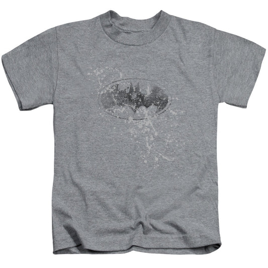 Batman Burned & Splatered Juvenile Kids Youth T Shirt Athletic Heather Officially Licensed