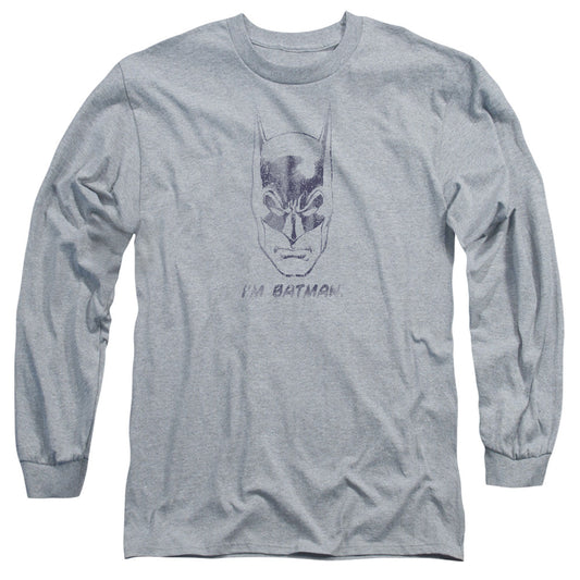 Batman Im Batman Mens Long Sleeve Shirt Athletic Heather Officially Licensed