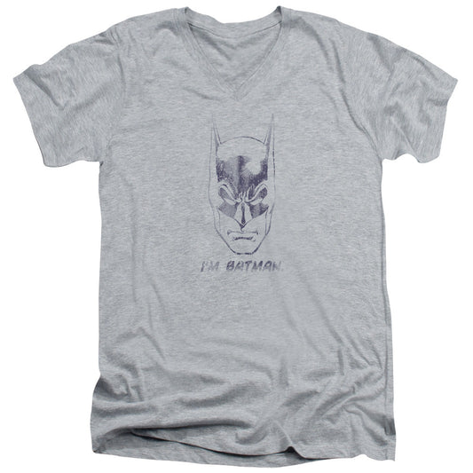 Batman Im Batman Mens Slim Fit V Neck T Shirt Athletic Heather Officially Licensed