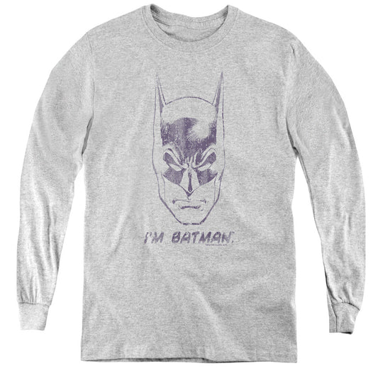 Batman Im Batman Long Sleeve Kids Youth T Shirt Athletic Heather Officially Licensed
