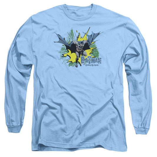 Batman City Splash Mens Long Sleeve Shirt Carolina Blue Officially Licensed