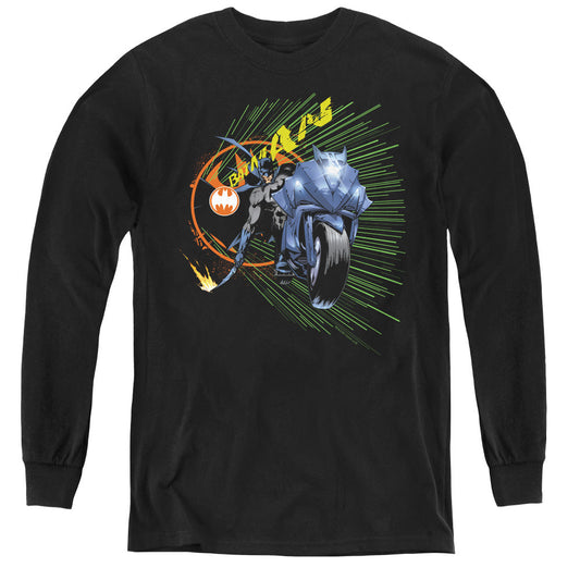 Batman Batcycle Long Sleeve Kids Youth T Shirt Black Officially Licensed