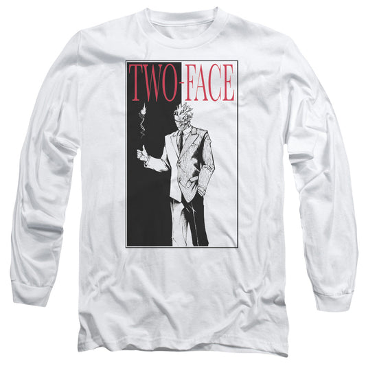 Batman Two Face Mens Long Sleeve Shirt White Officially Licensed