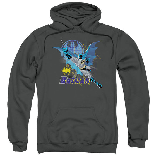 Batman Cape Outstretched Mens Hoodie Charcoal Officially Licensed