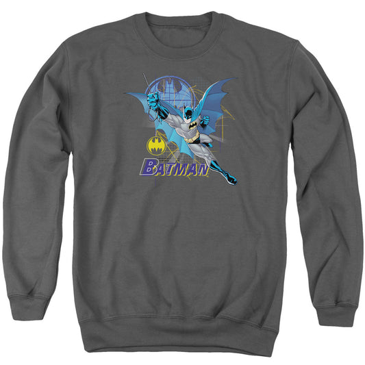 Batman Cape Outstretched Mens Crewneck Sweatshirt Charcoal