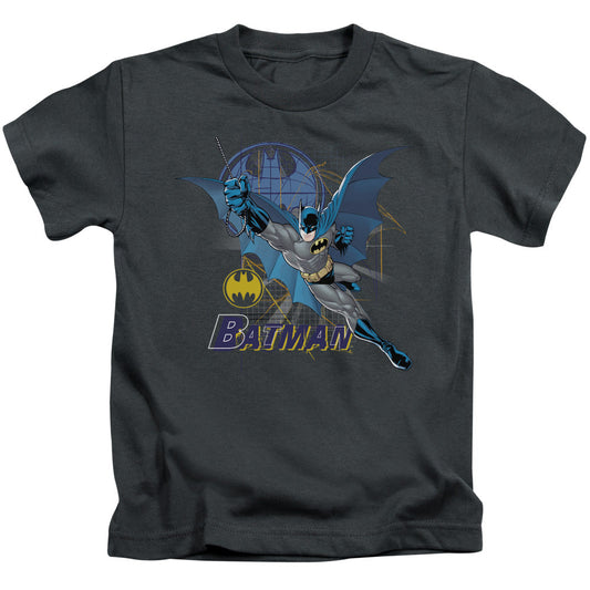 Batman Cape Outstretched Juvenile Kids Youth T Shirt Charcoal Officially Licensed