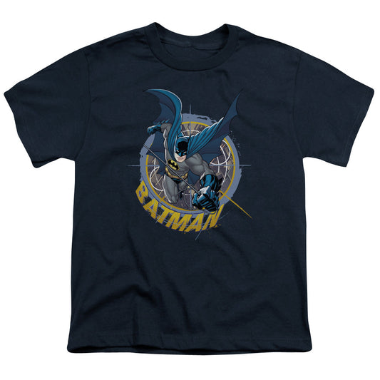 Batman In The Crosshairs Kids Youth T Shirt Navy Blue Officially Licensed
