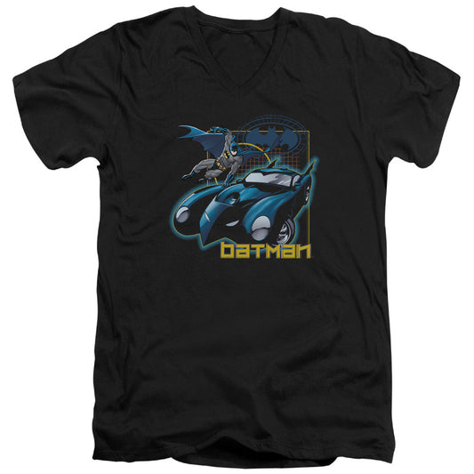 Batman Nice Wheels Mens Slim Fit V Neck T Shirt Black Officially Licensed