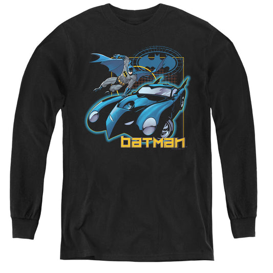 Batman Nice Wheels Long Sleeve Kids Youth T Shirt Black Officially Licensed