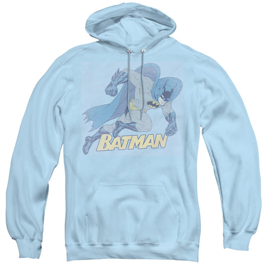 Batman Running Retro Mens Hoodie Light Blue Officially Licensed