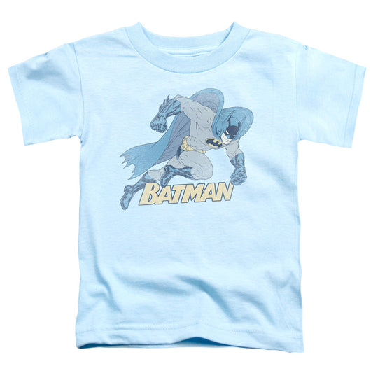 Batman Running Retro Toddler Kids Youth T Shirt Light Blue Officially Licensed