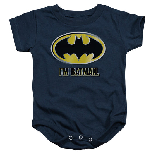 Batman Im Batman Infant Baby Snapsuit Navy Blue Officially Licensed