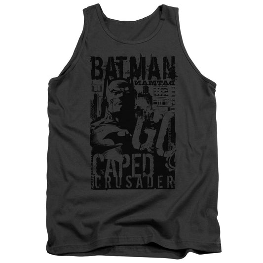 Batman Caped Crusader Mens Tank Top Shirt Charcoal Officially Licensed