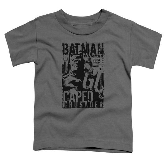 Batman Caped Crusader Toddler Kids Youth T Shirt Charcoal Officially Licensed