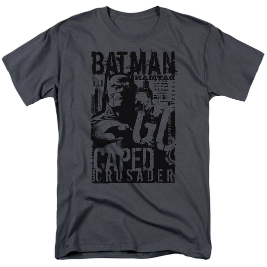 Batman Caped Crusader 2 Mens T Shirt Charcoal Officially Licensed