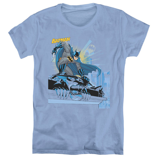 Batman Two Gotham Gargoyles Womens T Shirt Carolina Blue Officially Licensed