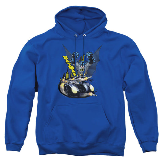 Batman By Air & By Land Mens Hoodie Royal Officially Licensed