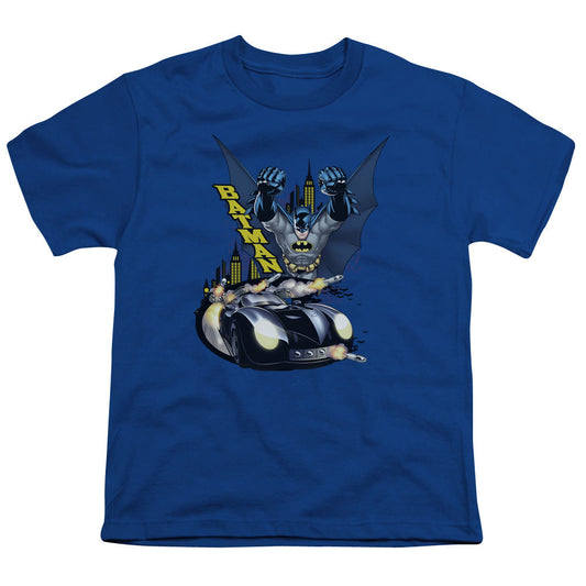 Batman By Air & By Land Kids Youth T Shirt Royal Blue Officially Licensed