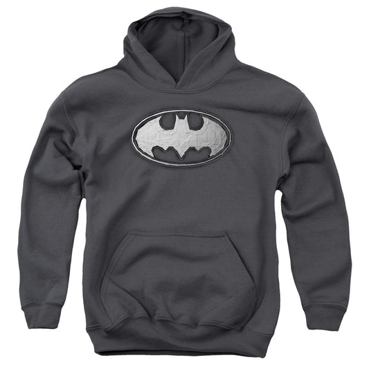 Batman Duct Tape Logo Kids Youth Hoodie Charcoal Officially Licensed