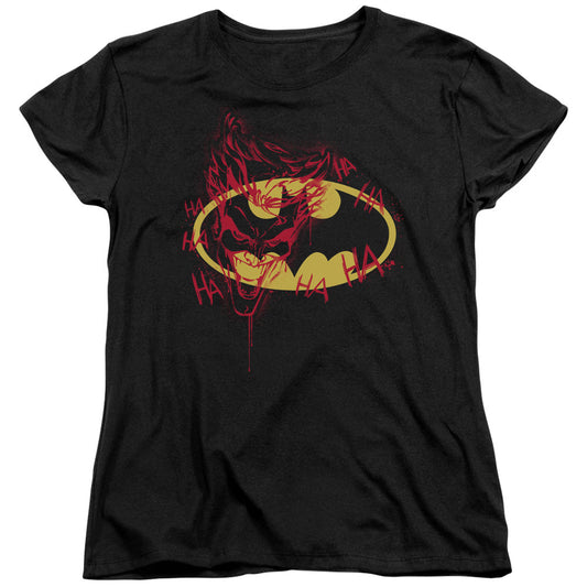 Batman Joker Graffiti Womens T Shirt Black Officially Licensed