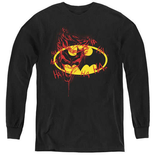 Batman Joker Graffiti Long Sleeve Kids Youth T Shirt Black Officially Licensed