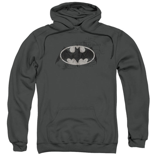 Batman Arcane Bat Logo Mens Hoodie Charcoal Officially Licensed