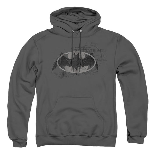 Batman Arcane Bat Logo Mens Hoodie Charcoal Officially Licensed