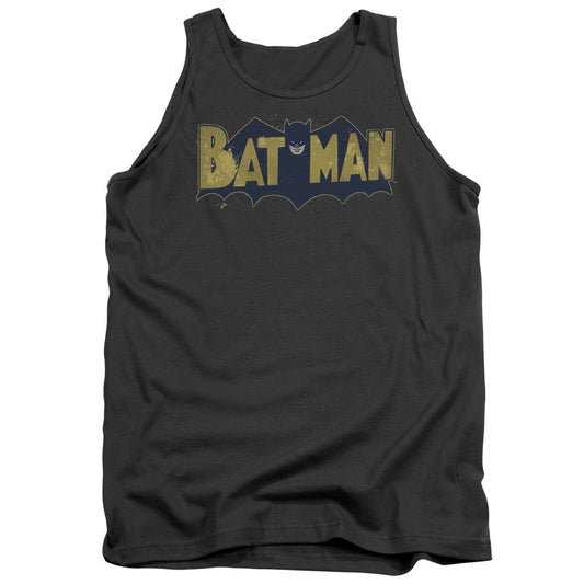 Batman Vintage Logo Splater Mens Tank Top Shirt Charcoal Officially Licensed