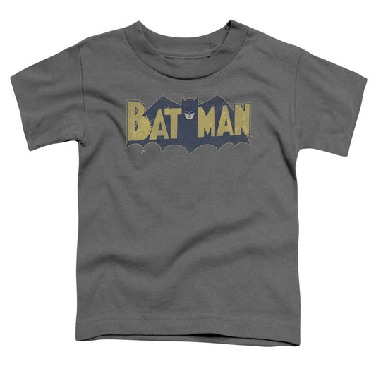 Batman Vintage Logo Splater Toddler Kids Youth T Shirt Charcoal Officially Licensed