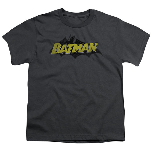 Batman Classic Comic Logo Kids Youth T Shirt Charcoal Officially Licensed