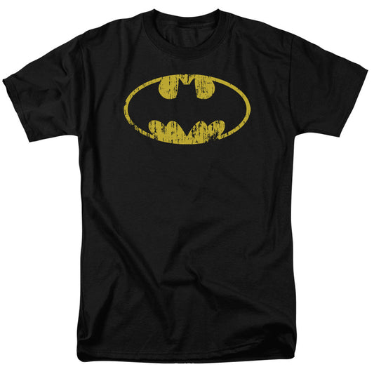 Batman Classic Logo Distressed Mens T Shirt Black Officially Licensed