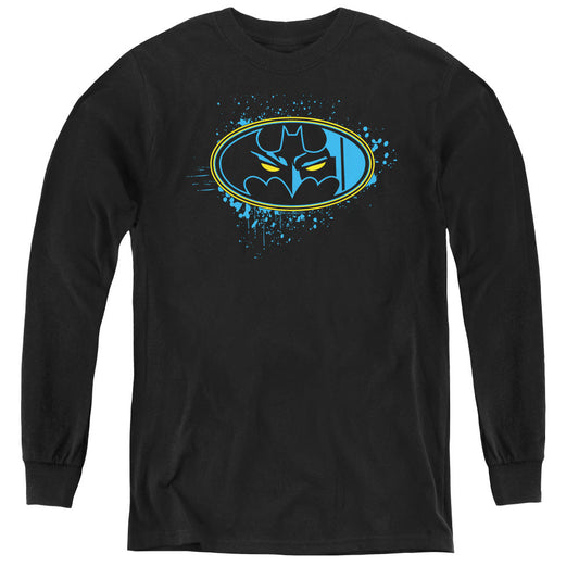 Batman Eyes In The Darkness Long Sleeve Kids Youth T Shirt Black Officially Licensed