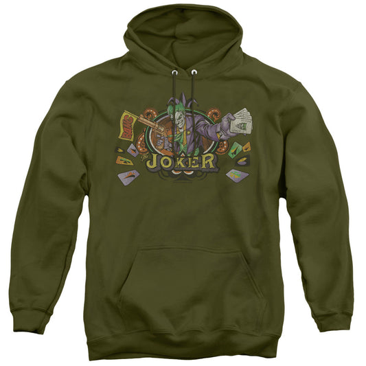 Batman King Of Crazy Mens Hoodie Military Green Officially Licensed