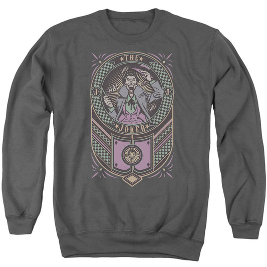 Batman Joker Checkered Sign Mens Crewneck Sweatshirt Charcoal