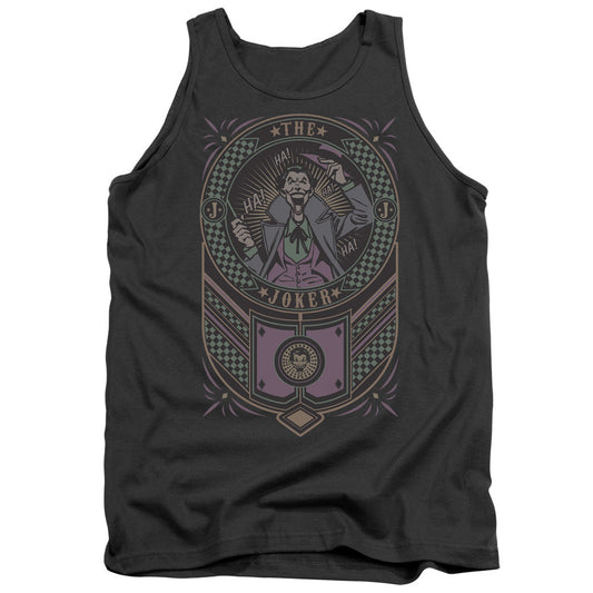 Batman Joker Checkered Sign Mens Tank Top Shirt Charcoal Officially Licensed