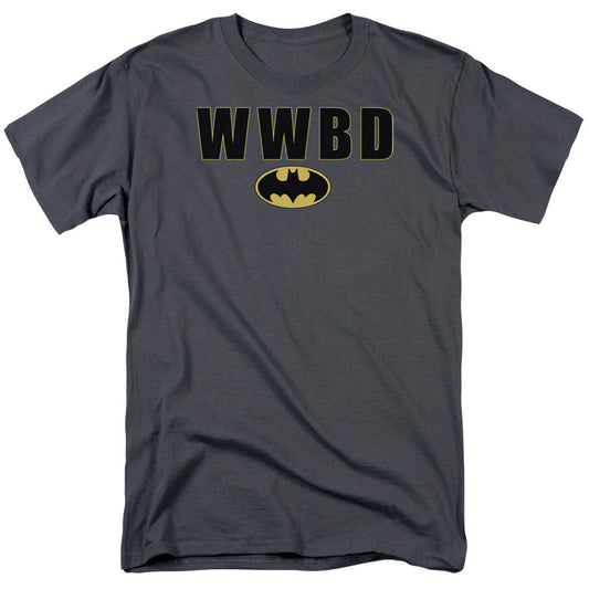 Batman Wwbd Logo Mens T Shirt Charcoal Officially Licensed