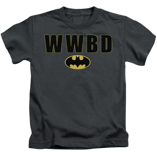 Batman Wwbd Logo Juvenile Kids Youth T Shirt Charcoal Officially Licensed