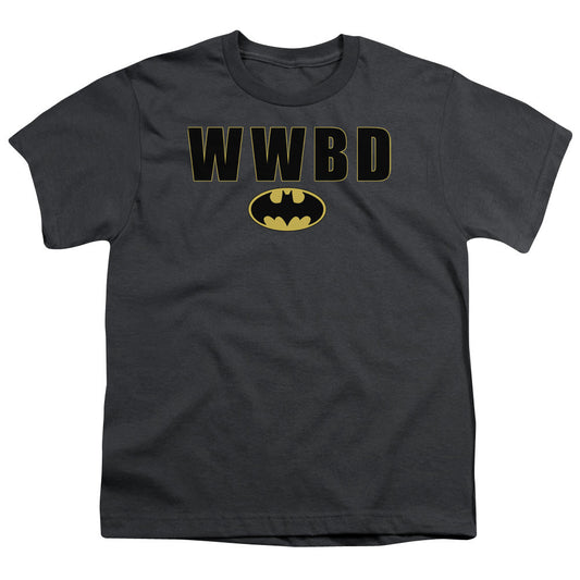 Batman Wwbd Logo Kids Youth T Shirt Charcoal Officially Licensed
