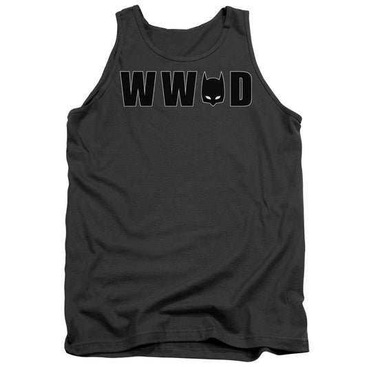 Batman Wwbd Mask Mens Tank Top Shirt Charcoal Officially Licensed