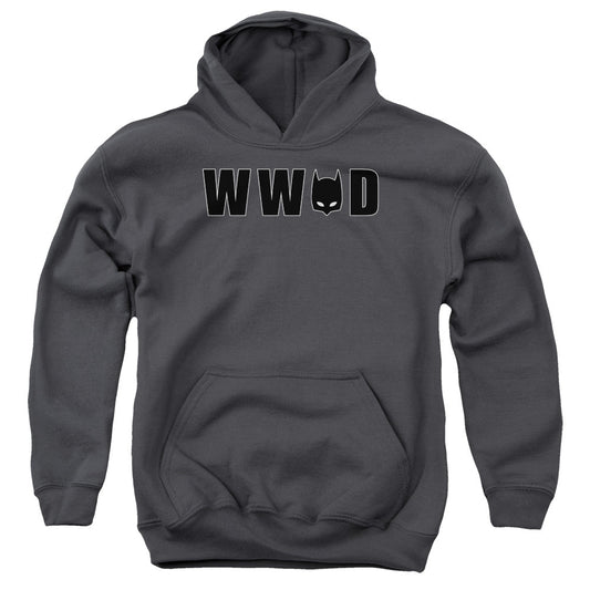 Batman Wwbd Mask Kids Youth Hoodie Charcoal Officially Licensed