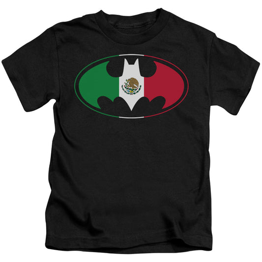 Batman Mexican Flag Shield Juvenile Kids Youth T Shirt Black Officially Licensed