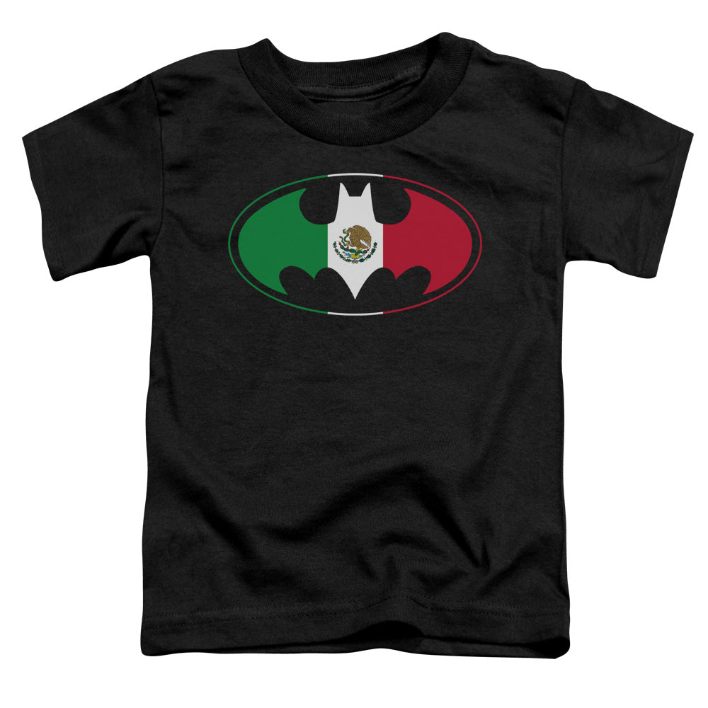Batman Mexican Flag Shield Toddler Kids Youth T Shirt Black Officially Licensed