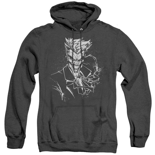 Batman Jokers Splatter Smile Heather Mens Hoodie Black Officially Licensed
