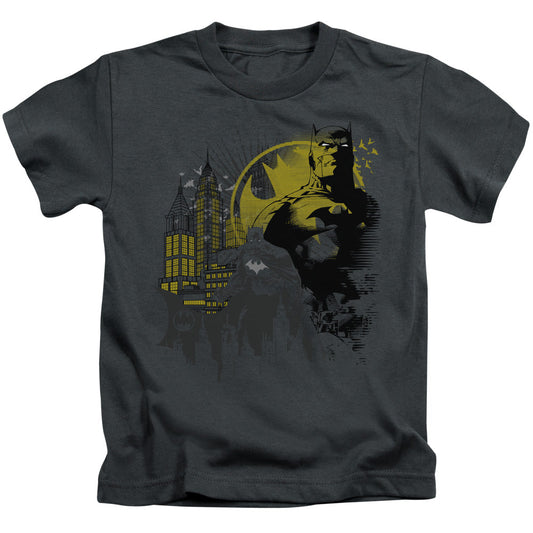 Batman The Dark City Juvenile Kids Youth T Shirt Charcoal Officially Licensed