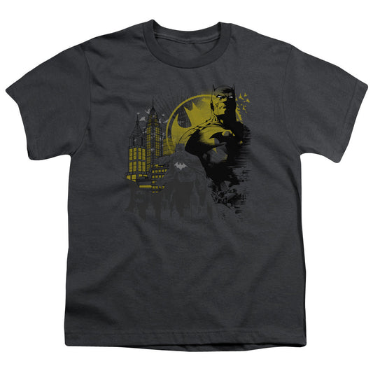 Batman The Dark City Kids Youth T Shirt Charcoal Officially Licensed