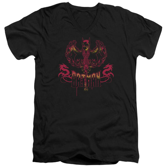 Batman Heart Of Fire Mens Slim Fit V Neck T Shirt Black Officially Licensed
