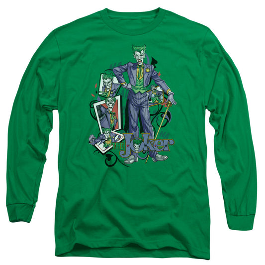 Batman Wild Cards Mens Long Sleeve Shirt Kelly Green Officially Licensed