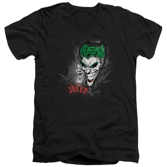 Batman Joker Sprays The City Mens Slim Fit V Neck T Shirt Black Officially Licensed